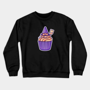 Witchy cupcake on dark bg Crewneck Sweatshirt